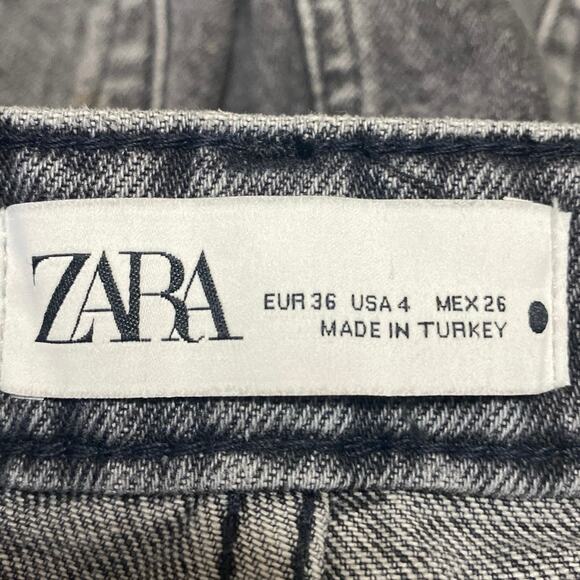 Zara Womens Black Washed Distressed High Rise Raw Hem Cutoff Denim Jean Shorts 4 - Picture 4 of 5